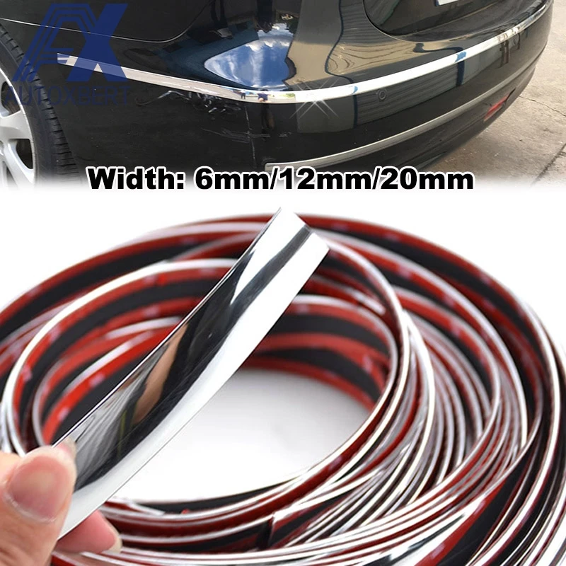 

6M Universal Car Styling Chrome Window Mirror Grille Body Molding Decorative Strip Trim Cover Decoration Moulding 6mm 12mm 20mm