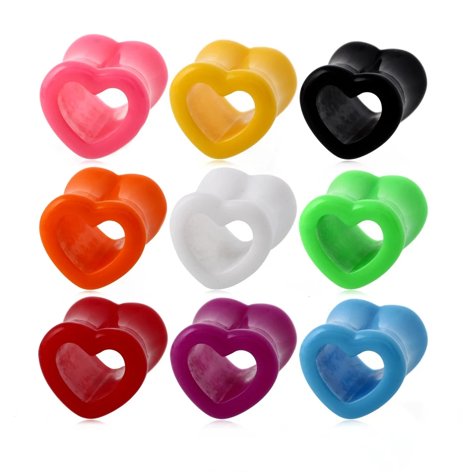 

2PCS Silicone Ear Plugs and Tunnels Heart Shape Flexible Ear Plugs Ear Expanders Tunnel Earrings Gauges Body Jewlery Piercings