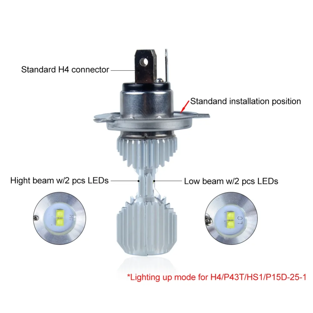 H4 светодиодный головной светильник для мотоцикла 1400Lm светодиодный HS1 6000K Faros светодиодный мото 20 Вт дальний/ближний свет фара для мотоцикла Электрический автомобильный светильник