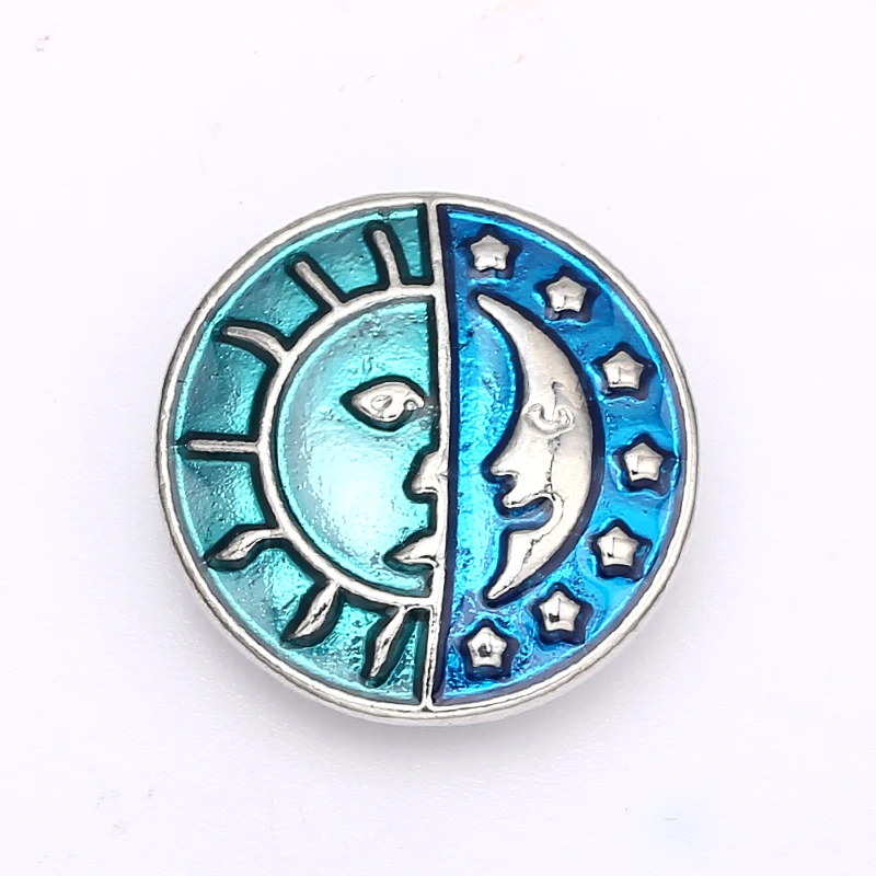 Oil Painting Sun Moon Snap Buttons Metal Round Buttons fit 18mm/20mm
