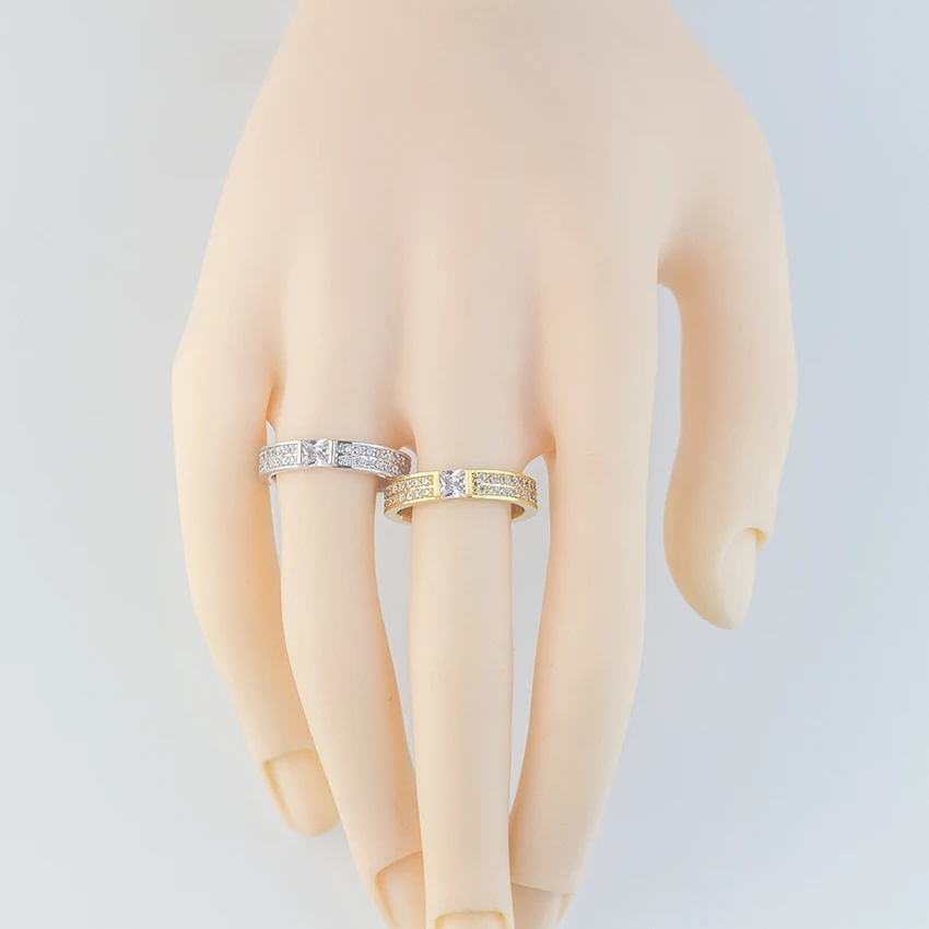 Austrian Crystals Couple Rings Gold Color Anelli Donna Layered Engagement Rings For Women Elegant Wedding Jewelry Bague Femme