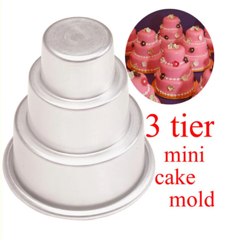 

Silver Fashion Special Pudding Mould DIY Mini 3-Tier Cupcake Pudding Chocolate Cake Mold Baking Pan Mould Party Food