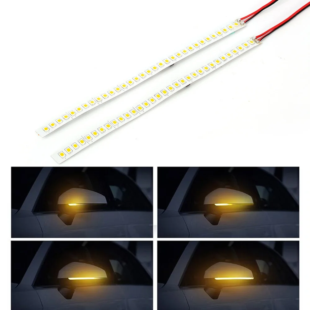 2 шт. заднего зеркала гибкий течет поворотов светильник полосы Янтарный 12V заднего вида динамический сигнал поворота автомобиля прокладки СИД светильник