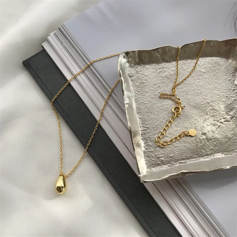 

PINJEAS S925 sterling silver drops clavicle l chain hypoallergenic necklace female simple choker wild pendant Jewelry