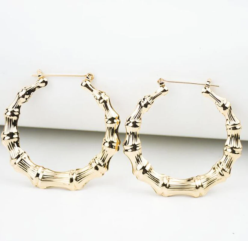 SexeMara новые модные трендовые Бамбук Серьги-кольца женские золотые серебряные классические ювелирные изделия подарок на день рождения для женщин и девушек