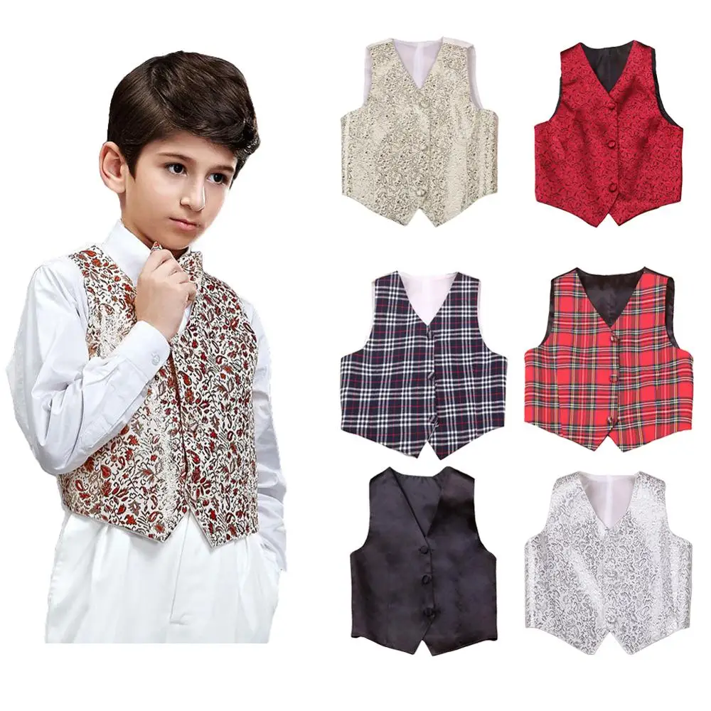 

Boys Formal Wedding Baby Coats Jacket Costumes Kids Flower Boys Formal Suit Vest Teen Boys Piano Dancing Waistcoat with Bowtie