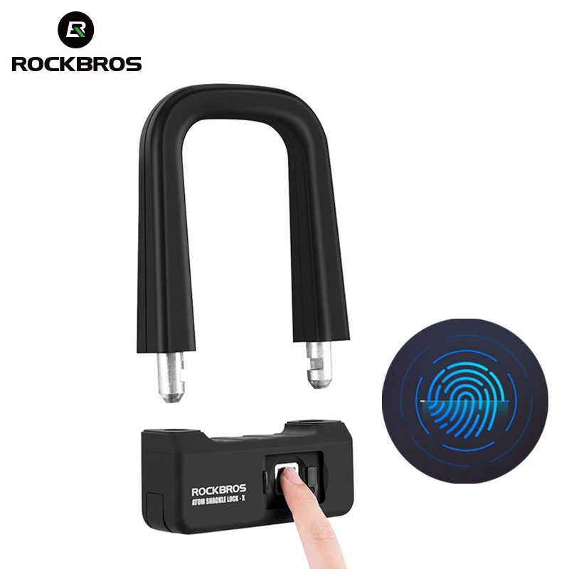 

ROCKBROS Cycling Bike Bicycle Anti-theft Lock Fingerprint U Lock MTB Road Folding Bike Motorcycle Lock Bike Bicycle Accessories