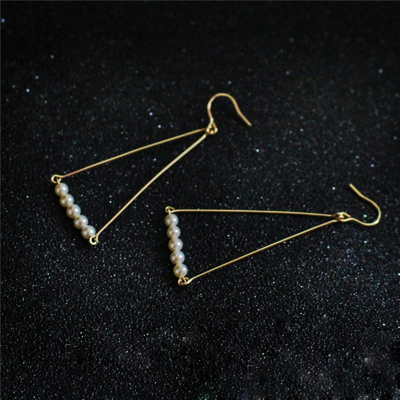 

Handmade Pearl Earrings Gold Filled Customize Brinco Vintage Charm Triangle Jewelry Not Fade Party Pendientes Oorbellen Earring