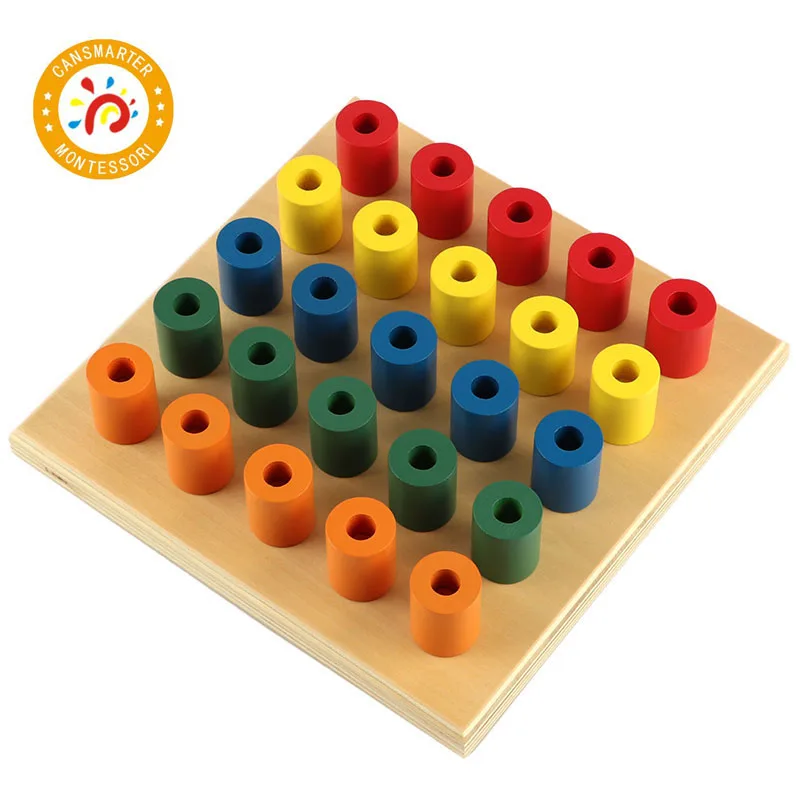 

Montessori Toys Colorful Socket Cylinder Blocks Wood Toddler Wooden Toys For Children Development Educational