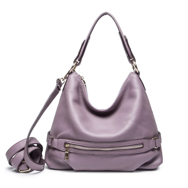 Дизайнерская модная женская сумка из натуральной кожи через плечо сумка-портфель сумочка-кошелек женская сумка-мешок коричневый/красный/черный/фиолетовый - Цвет: Light purple