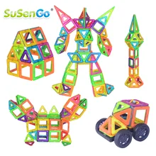 SuSenGo Tamanho Grande 68/89/102 pcs Blocos de Construção Magnético DIY Kits Grife Com Roda Gigante Modelo de Carro para As Crianças Brinquedos de Presente de Aniversário