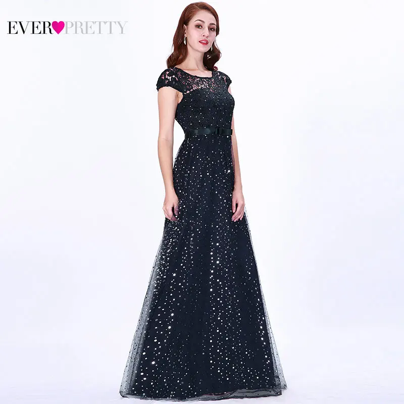 Длинное платье для выпускного вечера Ever Pretty EZ07650 женское элегантное темно-синее платье без рукавов с кружевной аппликацией и вышивкой из тюля Vestido Formatur