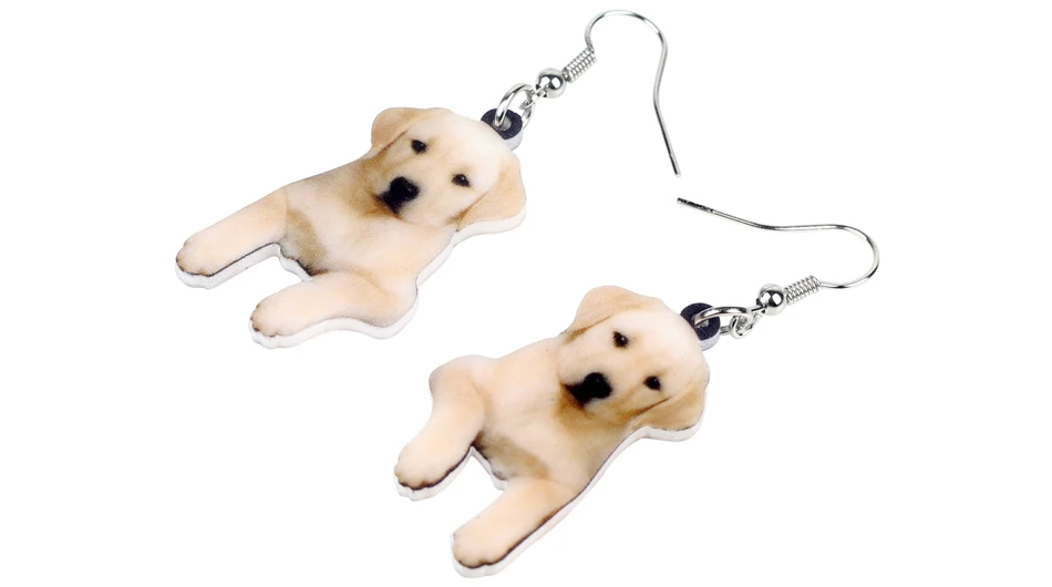 Golden Retriever Plateado Plata Pendientes de gota