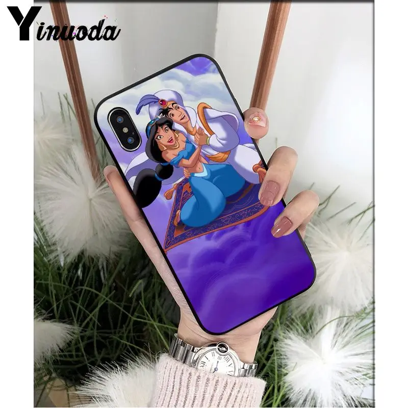 Yinuoda чехол Аладдин и Принцесса Жасмин Черный силиконовый чехол для телефона для iPhone 8 7 6 6S Plus 5 5S SE XR X XS MAX Coque Shell