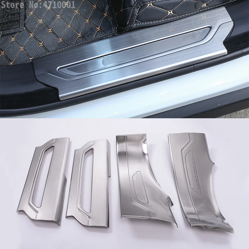 For Jaguar F-Pace f pace X761 Stainless Welcome Door Sill Scuff Threshold Protector Plate Trim with Logo Car Accessories 4pcs