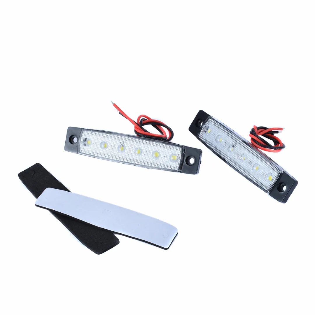 30pcs/set 24V 6LED Truck Trailer Bus Side Marker Indicators Light Red+White+Yellow External Lights for Auto Car