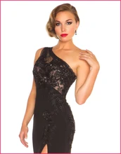 Nach Maß Vestidos de noite Sexy Seitenschlitz Spitze formales Kleid Ein-Schulter Sleeveless Chiffon Lange Abendkleider 2016