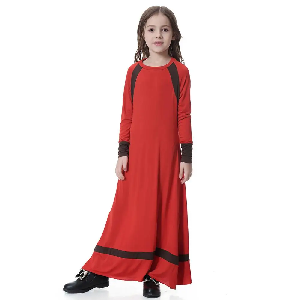 Kidlove/летнее платье для девочек; мусульманское традиционное этническое платье с аппликацией; свободный халат; Детские платья для девочек - Цвет: Red