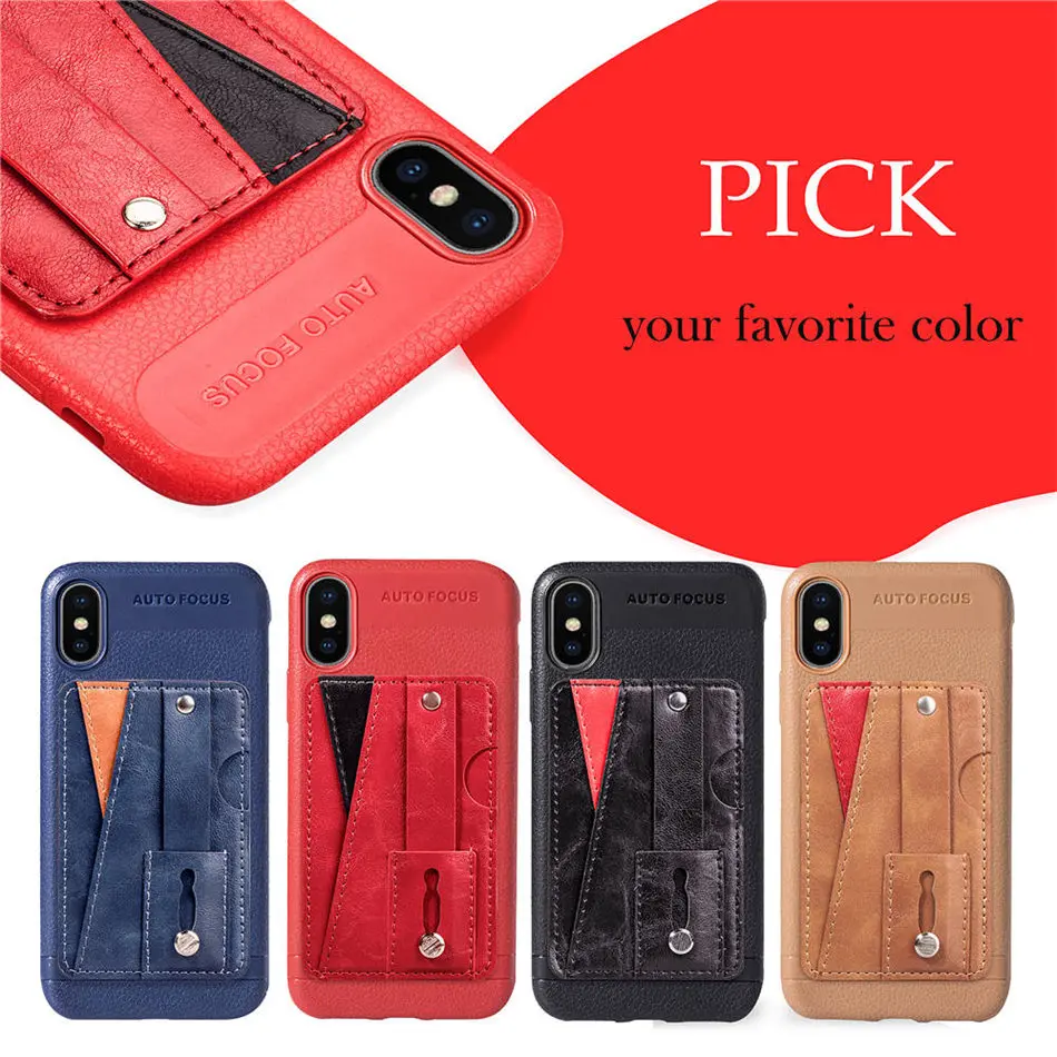 

For apple iphone X XR Xs 11 Pro Max 2019 8 7 6 6S Plus Fashion Mobile Phone Back Case Card Holder Stand Fundas Cover D05E
