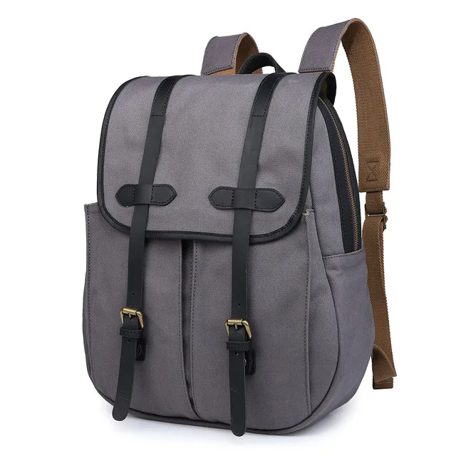 

M215 Vintage Leather Military Canvas Backpack Men's Backpack sSchool Bag Drawstring Backpack Women 2018 Bagpack Male Rucksack