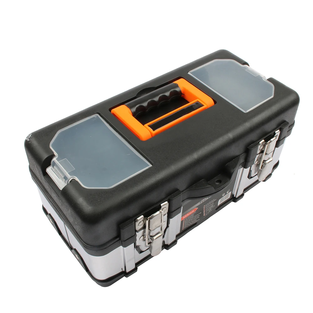 Portable Large stainless steel toolbox household maintenance