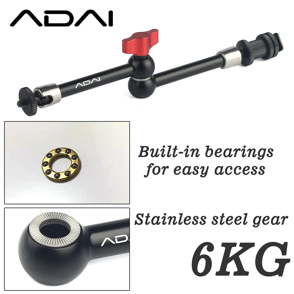 

ADAI 7"/11" inch Magic Arm Camera Rig Holder and Large Super Clamp Adjustable Camera Monitor, LED, Flash Light,Strong Magic Arm