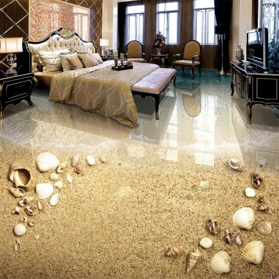 Beibehang Custom Floor Painting 3d Beautiful Beach Shell Bathroom Living Room 3d Floor Tile Floor Painting Restaurant Wallpaper Wallpapers Aliexpress