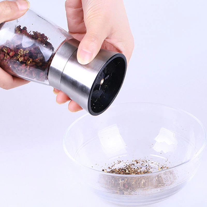 JX-LCLYL 1pc NEW Stainless Steel Pepper Mill Salt Spice Glass Bottle Grinder Kitchen Tool