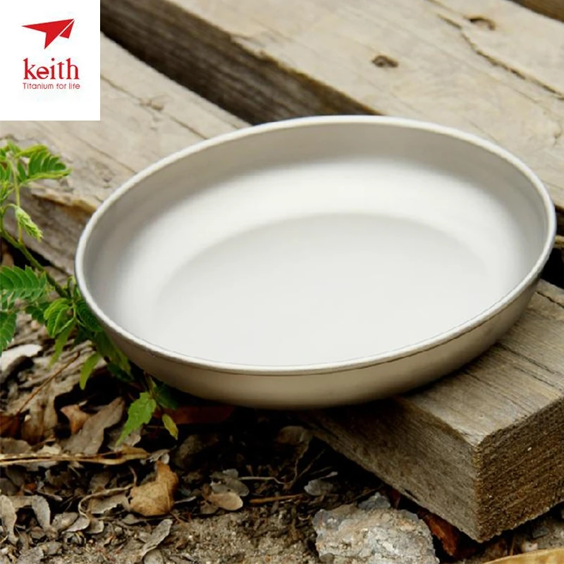Keith Ti5368 de titanio Placa de placa de titanio Plato de frutas recipiente de comida al aire libre Camping Picnic de utensilios de cocina 450 mL