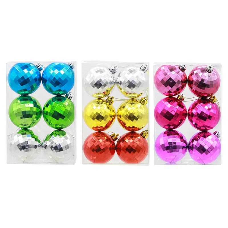 

6Pcs Christmas Tree Baubles Hanging Ornaments Set Plastic Mirror Ball Decoration 6/8cm TB Sale