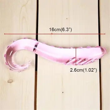 Hippocampus Shape Pink Glass Dildo Penis Cock Anal Plug Adult Sex Toys Female Masturbation Butt Plug 6
