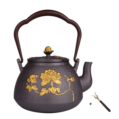 

1.2L Uncoated Cast iron Teapot With Tea Strainer And Lid Clip Japanese Retro Tea Kettle Set For Green Tea Puer Oolong