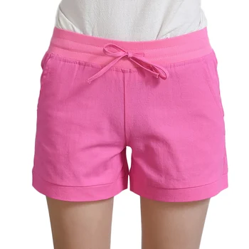

VISNXGI Causal Summer Girls Women Shorts Ladies Cotton Soft Cozy Elastic Skinny Waist Sashes Pockets Shorts Plus Size All-match