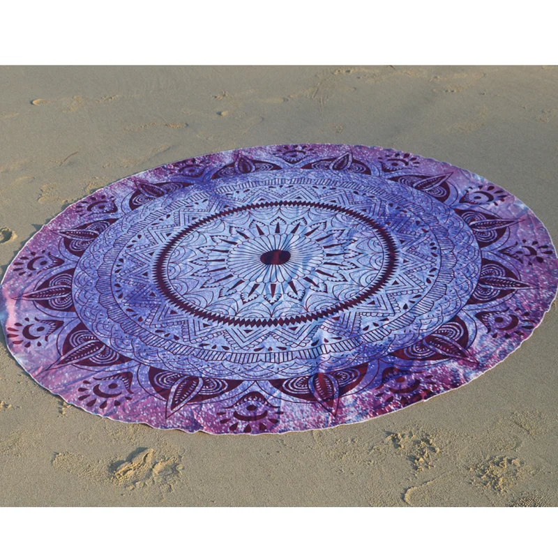 vientiane Rundes Badetuch Runde Yoga-Matte Strand runder Schal Mehrzweckstrand Wurfs Reise Picknick Decke