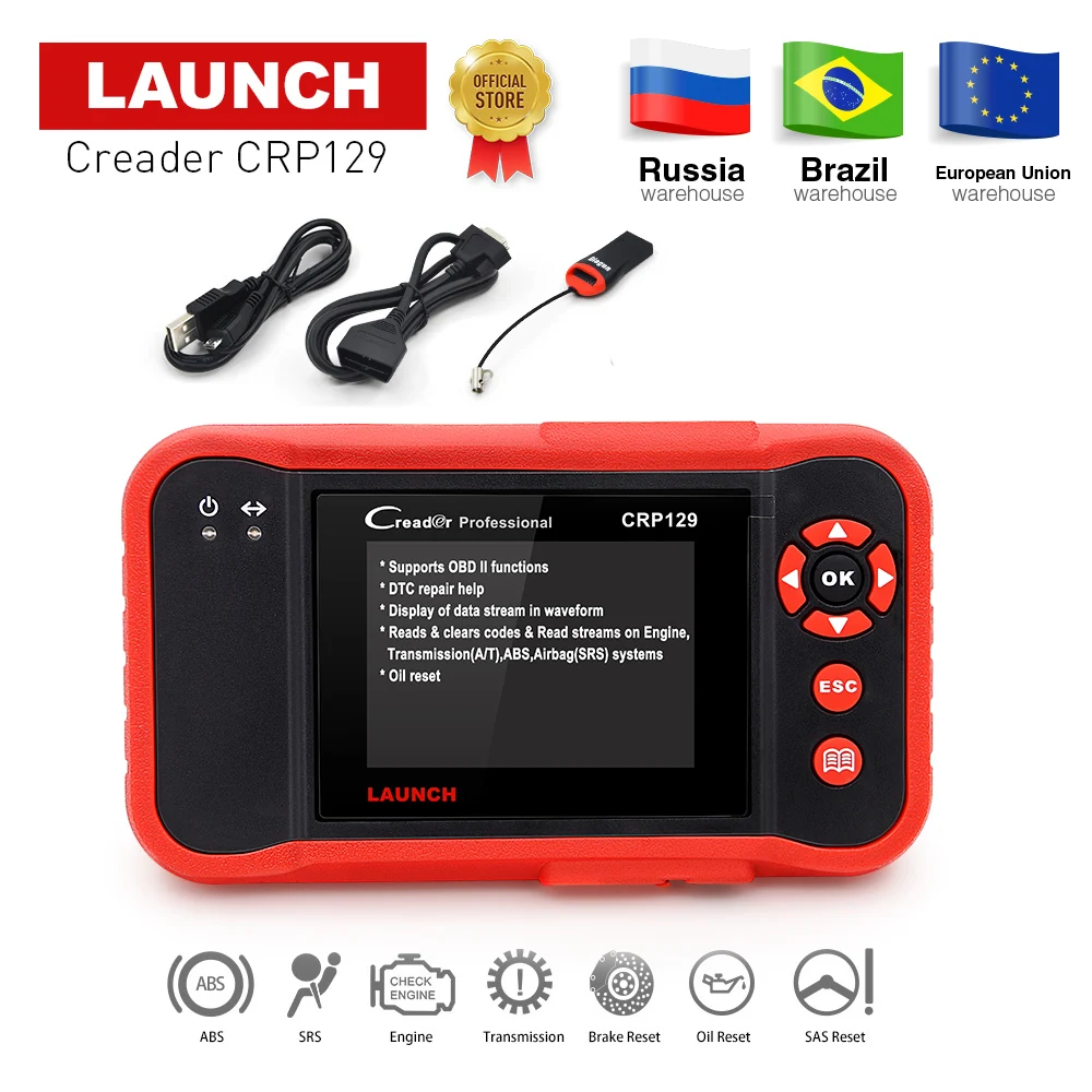 Launch Creader CRP129 Профессиональный obd2 диагностический сканер EOBD ENG/AT/ABS/SRS + EPB SAS сброс