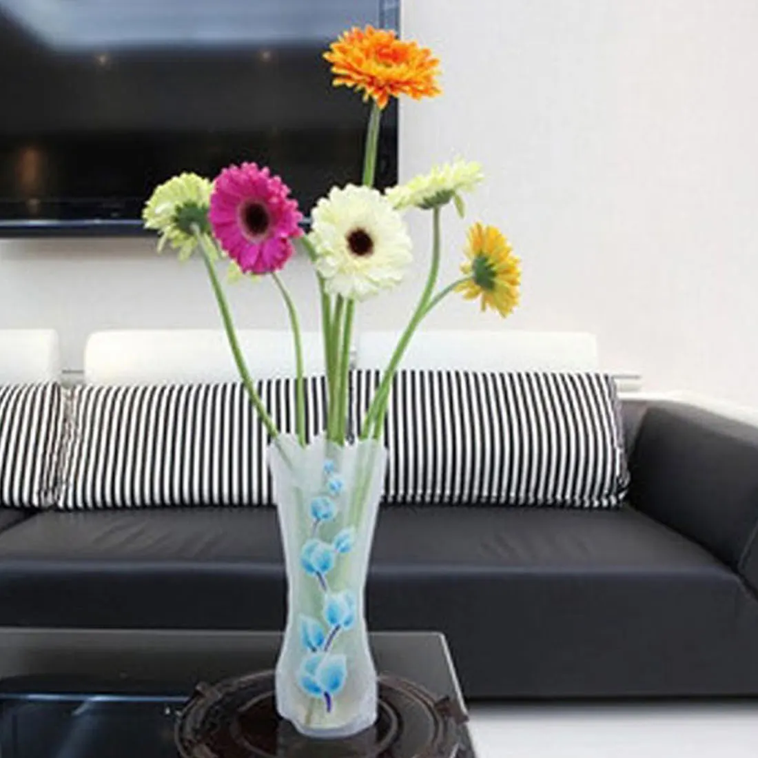 Color Random PVC Folding Durable Flower Vase Foldable Flower Vase For Home Wedding Party Decoration Easy to Store