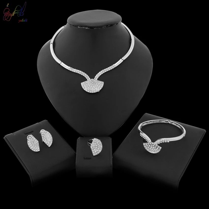 

YULAILI Necklace Jewelry Set Handmade Advanced African Gold Color Luxury Jewellery for Women Bride Accessories