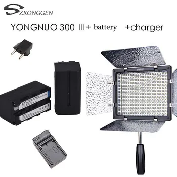 

New YONGNUO YN300III 5500K 3200K-5500K LED Video Light Kit Professional Photographic Camera Light Panel + Battery + Charger+plug