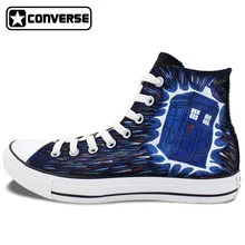 Police Box Converse All Star Doctor Who Tardis Shoes Women Men Custom Design Hand Painted Shoes Man Woman Sneakers High Top