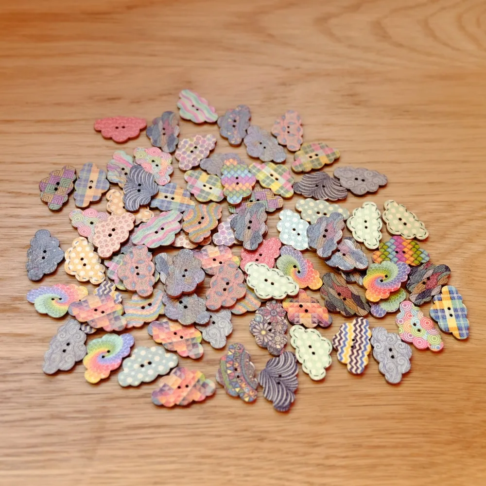

50pcs/set Wood Wooden Sewing Cloud Shape Button Buttons Craft Scrapbooking 20mm for Garment Accessories 8686