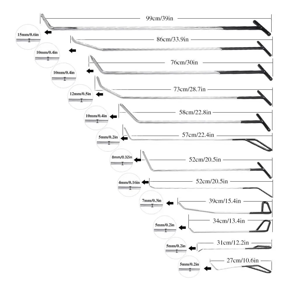 Супер PDR инструменты 12 шт. черный крючок толкатель из нержавеющей стали автомобильный лом безболезненные Инструменты для ремонта вмятин