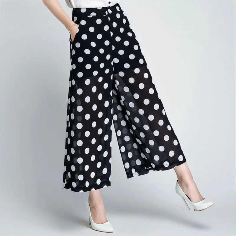 Pantalones Palazzo de mujer de lunares blancos de moda Pantalones sueltos  de pierna ancha de mujer Casual pantalones delgados de gasa de  verano|chiffon trouser|designer trousersfashion trousers - AliExpress