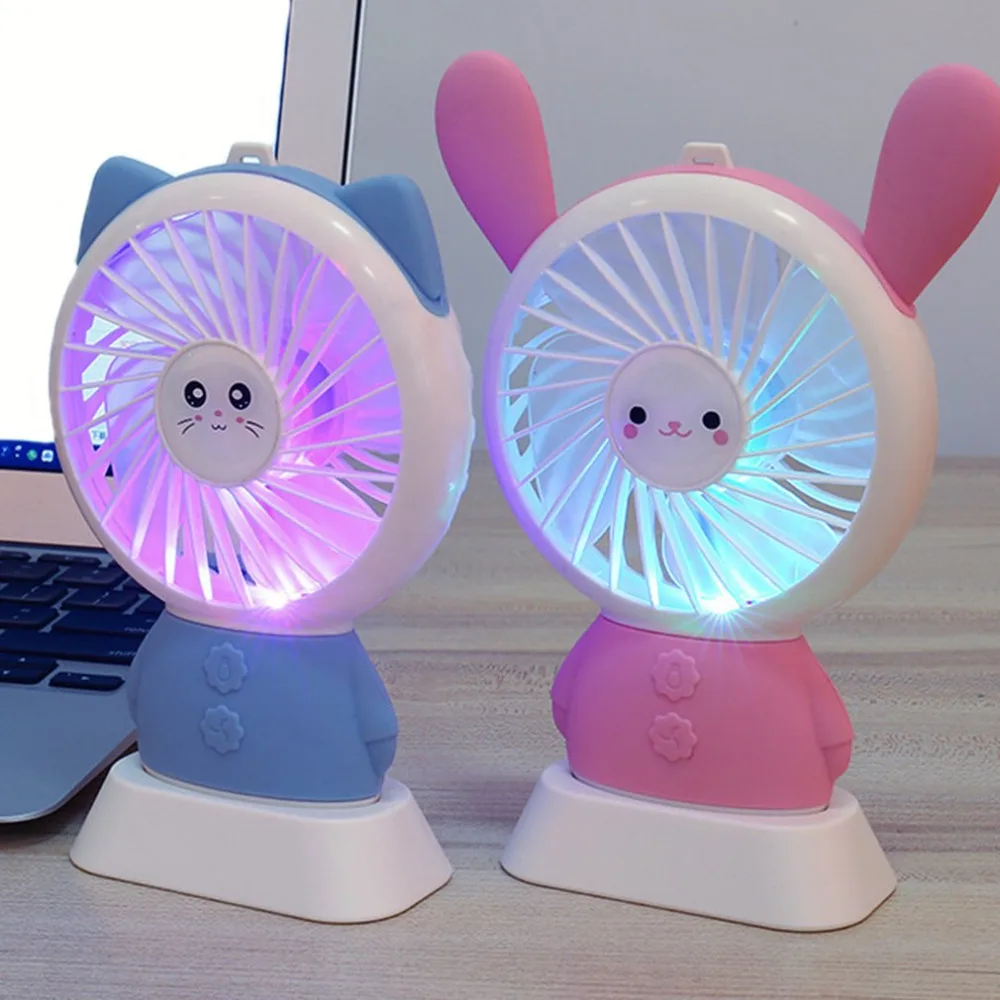 

2018 new Portable Cat Hand Fan Battery Operated USB Power Handheld Mini Fan Cooler with Strap