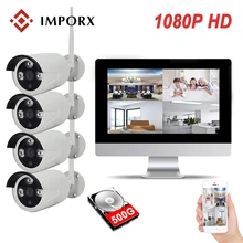 4CH Беспроводной NVR комплект 1080 P 1" ЖК-монитор ИК ночного видения водостойкий 2MP видеонаблюдения ip-камера Wifi система видеонаблюдения комплект