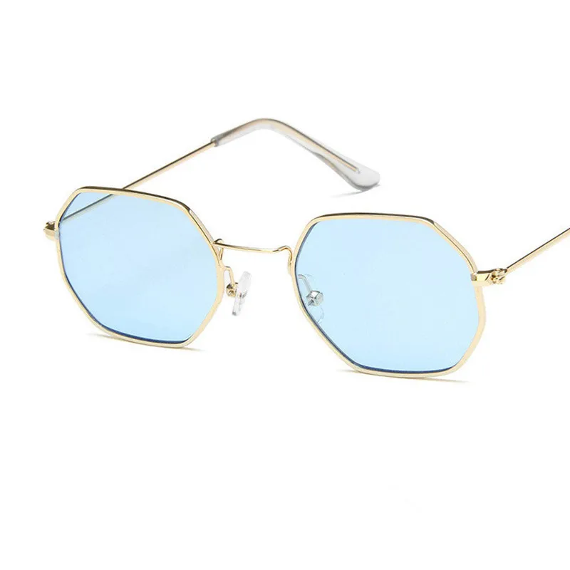 Neymar Солнцезащитные очки Мужские брендовые дизайнерские маленькие оправа для очков многогранник прозрачные солнцезащитные очки Женские винтажные солнцезащитные очки Шестигранная металлическая оправа - Цвет линз: C5