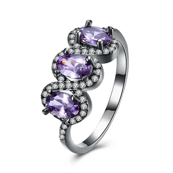 

Retro Diamond Oval Zircon Close Ring for Women European and American Fashion Style Prong Setting Vintage Geometric Jewelry