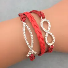 1 шт. бесконечность, ладони и anghor браслет. металл очарование, воск шнур, кожаный браслет 3315