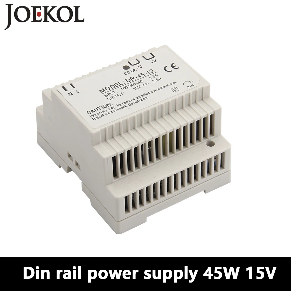 

DR-45 Din Rail Power Supply 45W 15V 2.8A,Switching Power Supply AC 110v/220v Transformer To DC 15v,ac dc converter