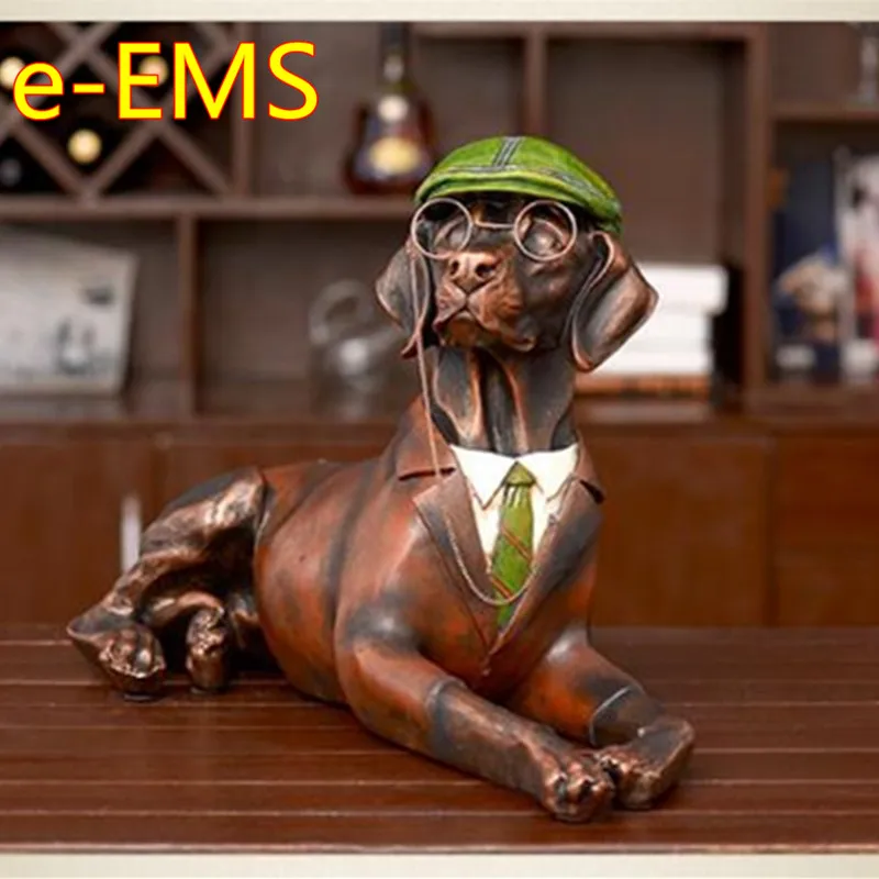 

Retro Gentleman Dogs Statue Labrador Retriever Animals Bust Model Resin Craftwork Home Furnishing Articles L2420