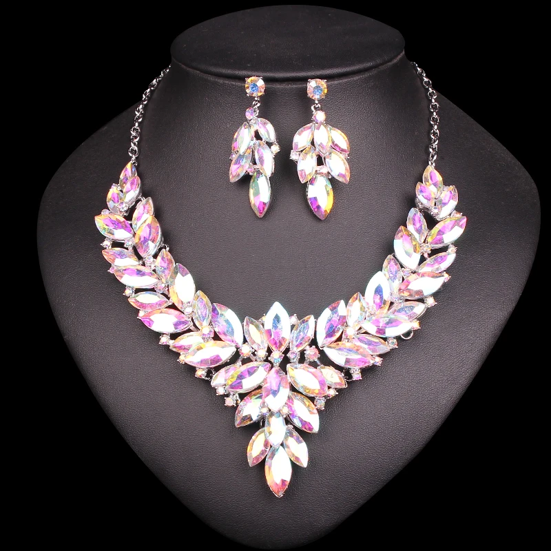 Fashion Crystal Jewellery Bridal Jewelry Sets Prom Party Costume